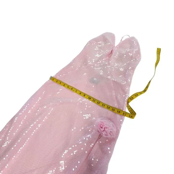 Bardot Aradia Sequin Halter Slip Dress, Pink, V-Neck, Event, Side Slit,  Size 4 - Picture 5 of 12